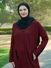 CEY Simple Front Open Abaya With Two Side Image