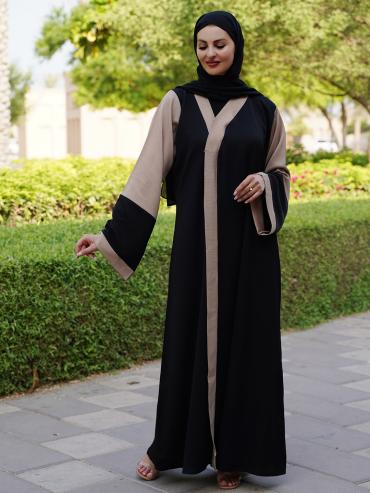 Wholesale Gulf Zoom Abaya In Black And Beige