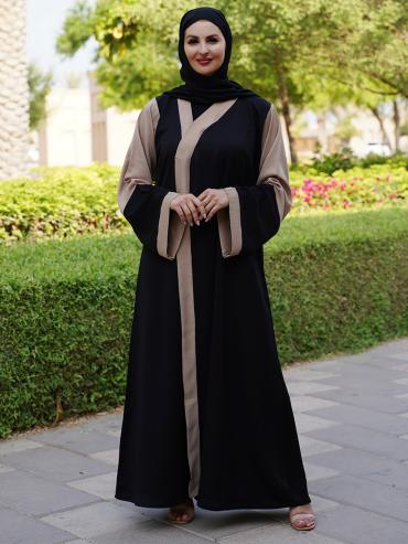 Wholesale Gulf Zoom Abaya In Black And Beige