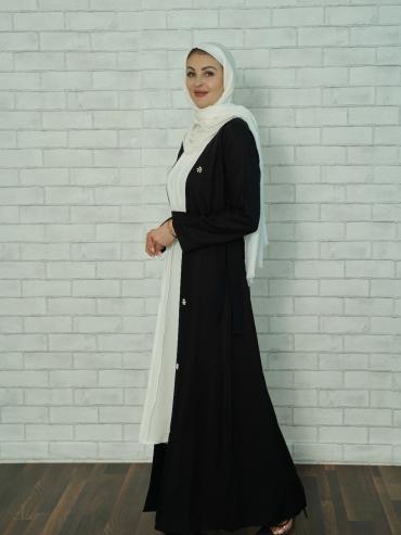 Wholesale Elegant CEY Modest Dress with a Shrug Pearls on the Front and a Belt