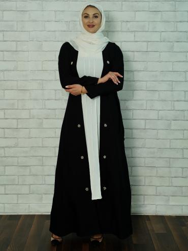 Wholesale Elegant CEY Modest Dress with a Shrug Pearls on the Front and a Belt
