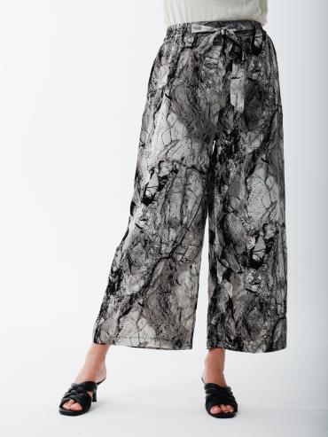 Wholesale Marble Print Palazzos In Black.