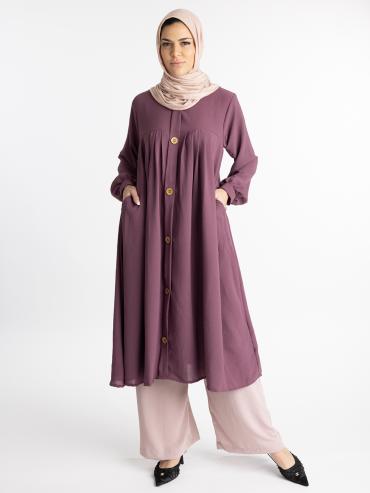 Wholesale Modest Two Piece Tunic Abaya In Dull Magenta  Blush Pink
