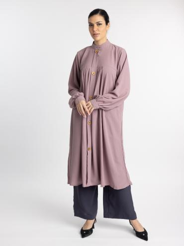 Wholesale Modest Two Piece Tunic Abaya In Blush Pink & Dark Grey