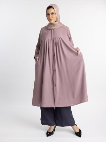 Wholesale Modest Two Piece Tunic Abaya In Blush Pink & Dark Grey