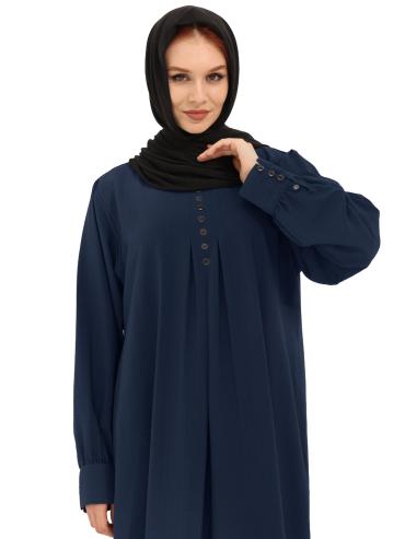 Wholesale Gorgeous Abaya with Show Buttons in Navy Blue