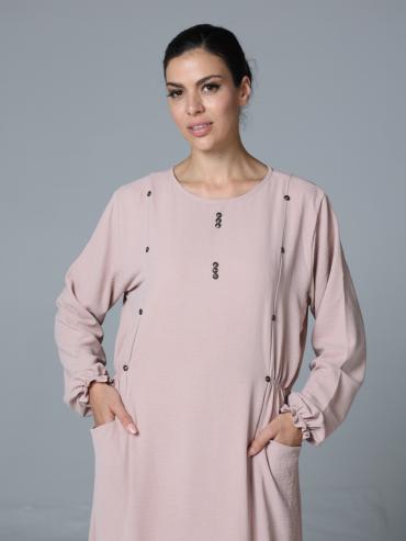 Wholesale Blush Pink Yusra Modest Abaya with Two Side Pockets