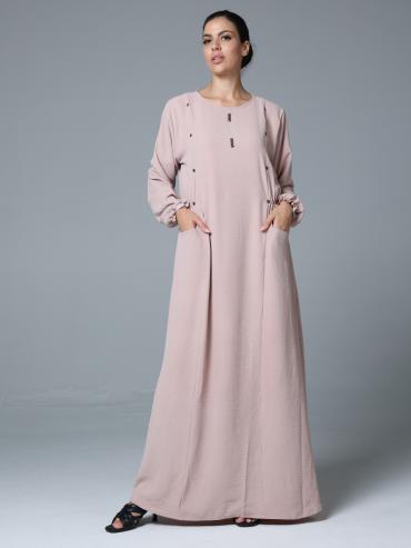 Wholesale Blush Pink Yusra Modest Abaya with Two Side Pockets