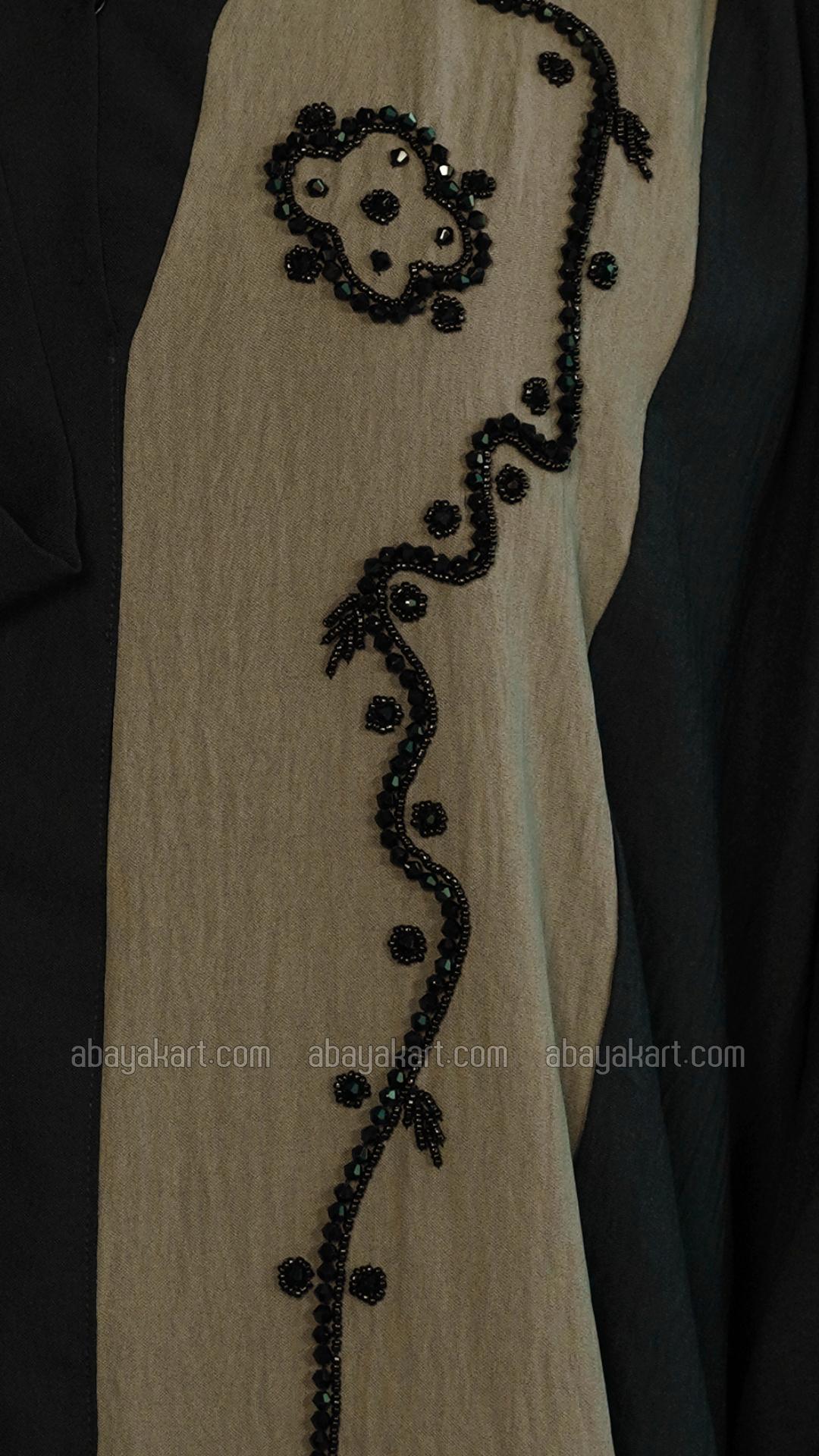 Wholesale CEY Modest Dress with Black Crystal Handwork on the Front and Sleeves in Black and Brown