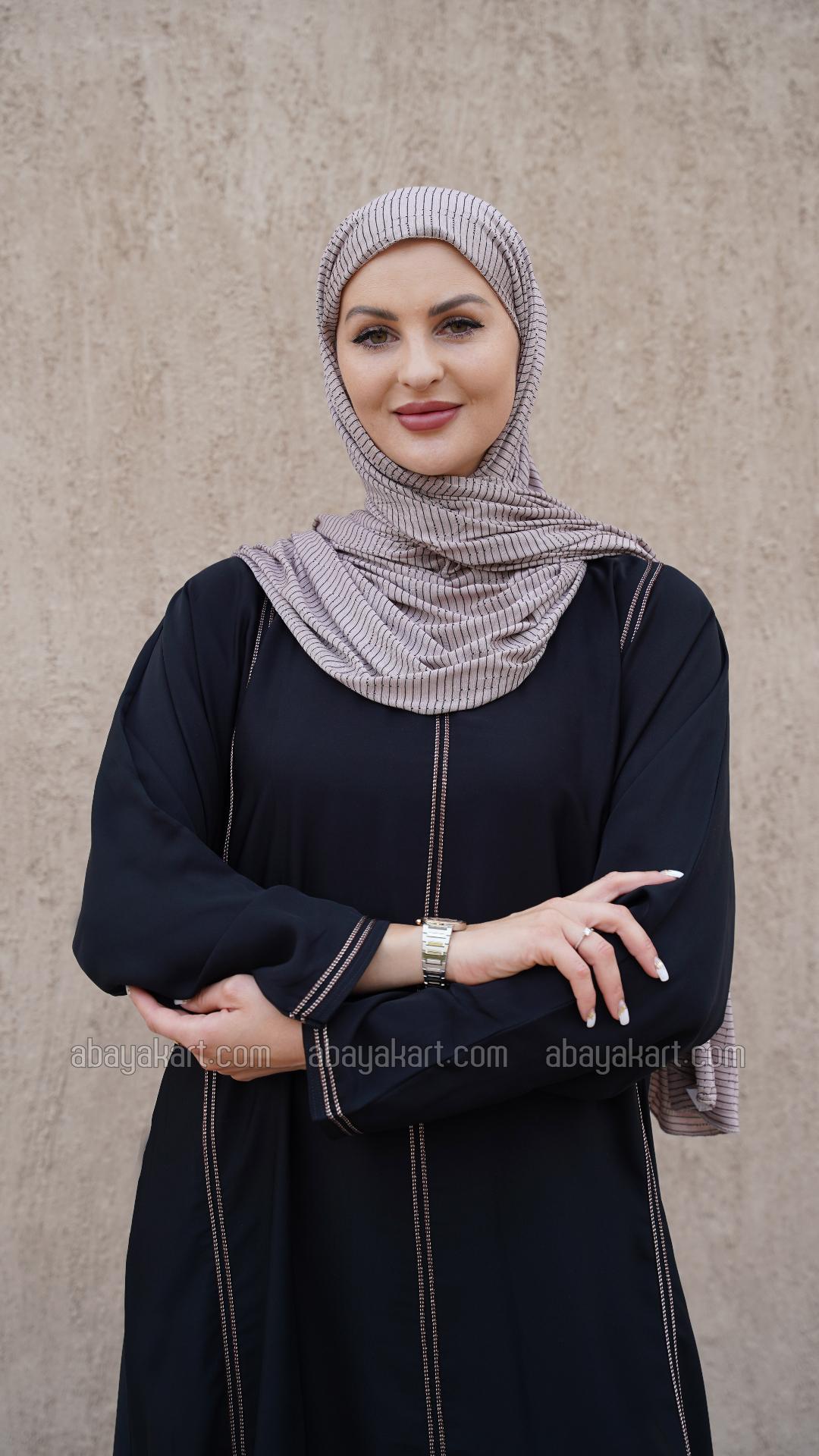 Wholesale Black Abaya with Dori Lacework on the Front and Sleeves