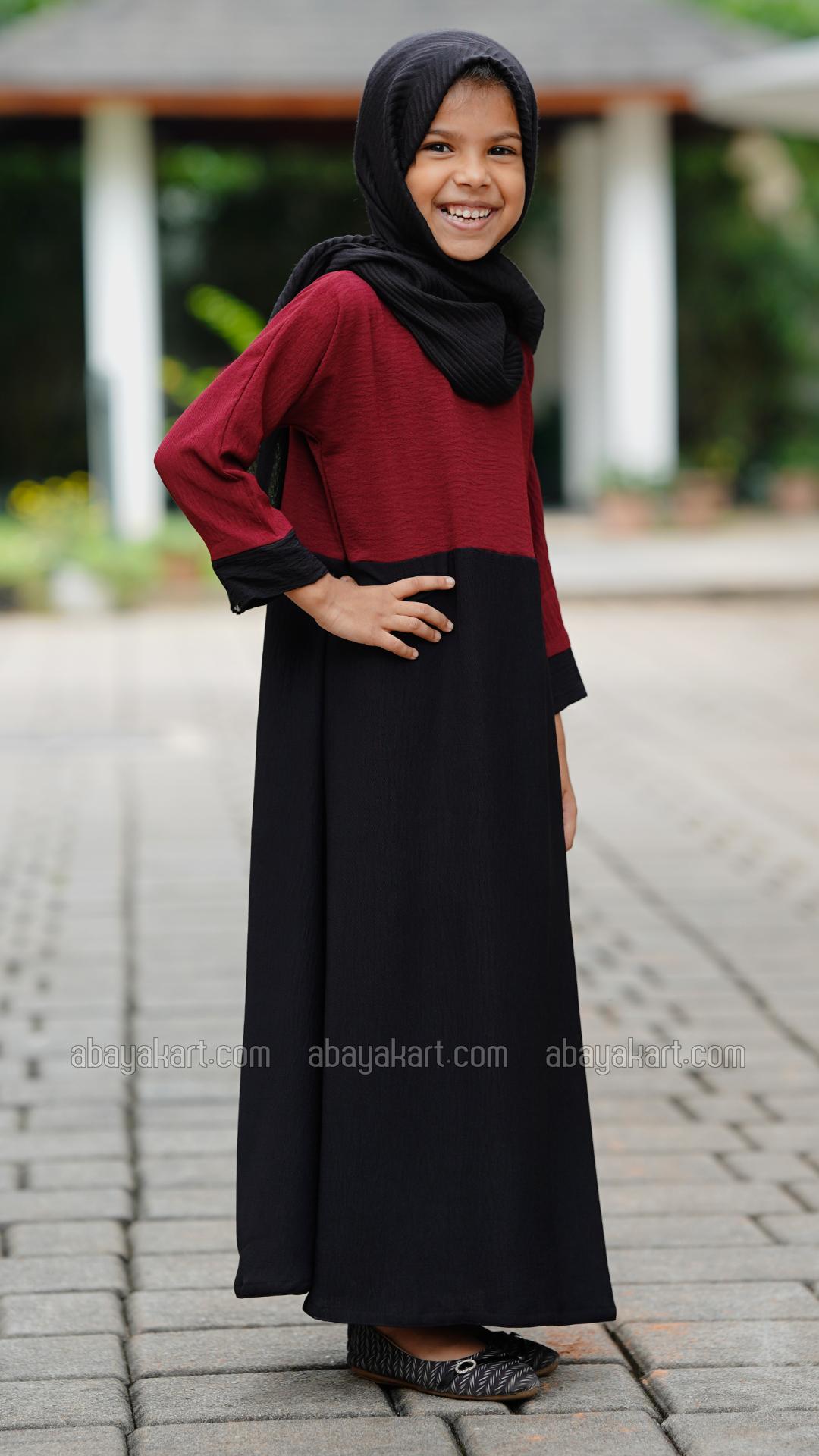 Wholesale CEY Kids Modest Dress In Maroon And Black