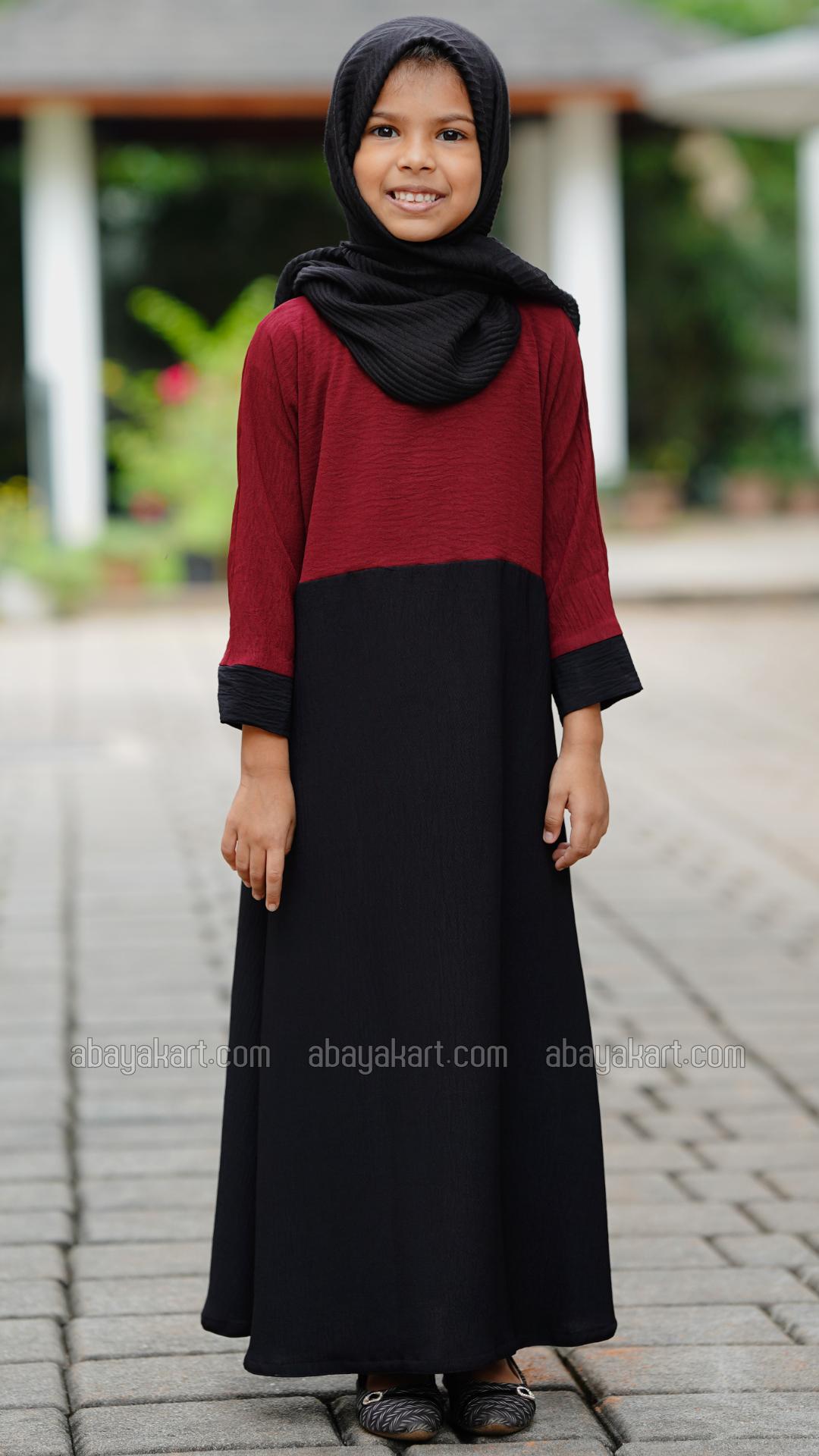 Wholesale CEY Kids Modest Dress In Maroon And Black
