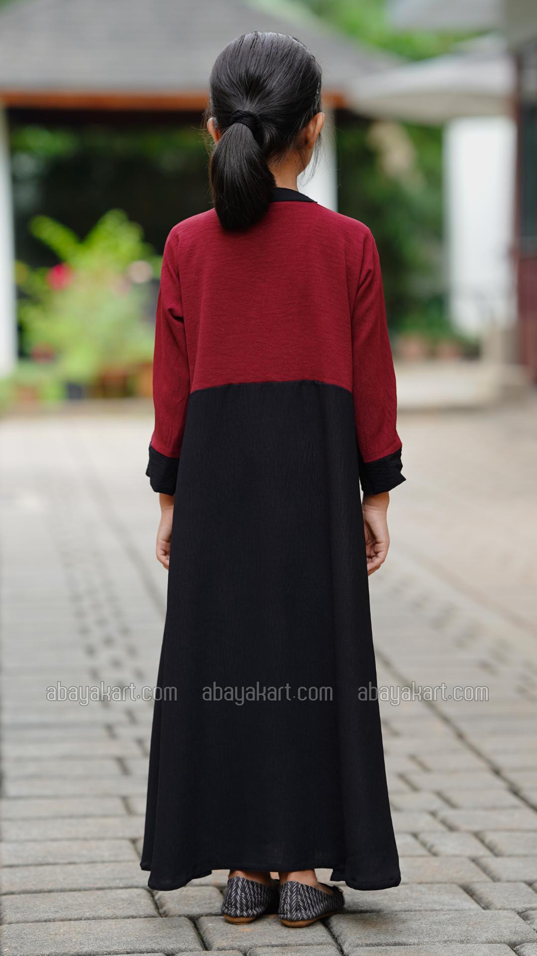 Wholesale CEY Kids Modest Dress In Maroon And Black