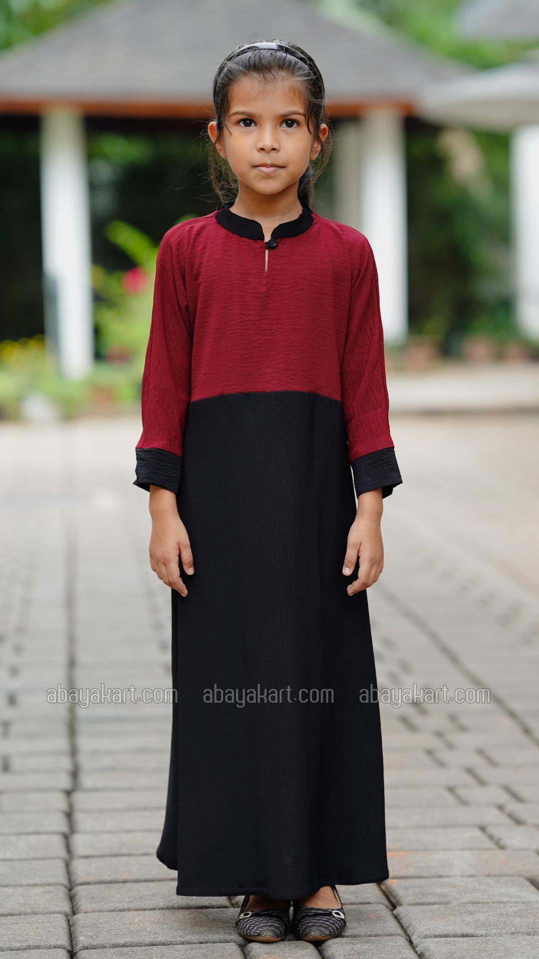Wholesale CEY Kids Modest Dress In Maroon And Black
