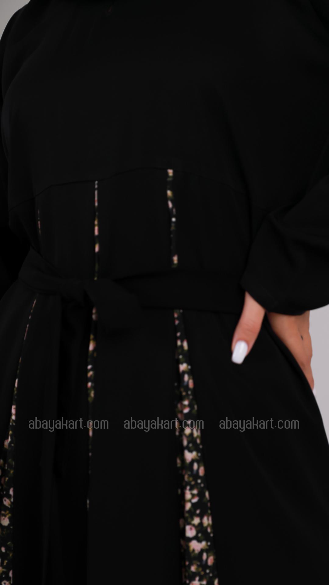 Wholesale Women Modest Dress With Belt In Black