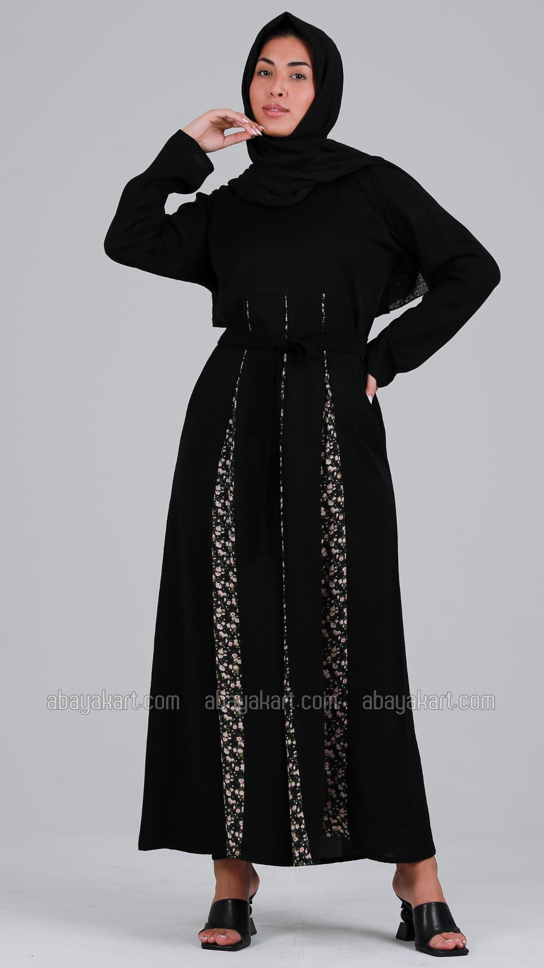 Wholesale Women Modest Dress With Belt In Black