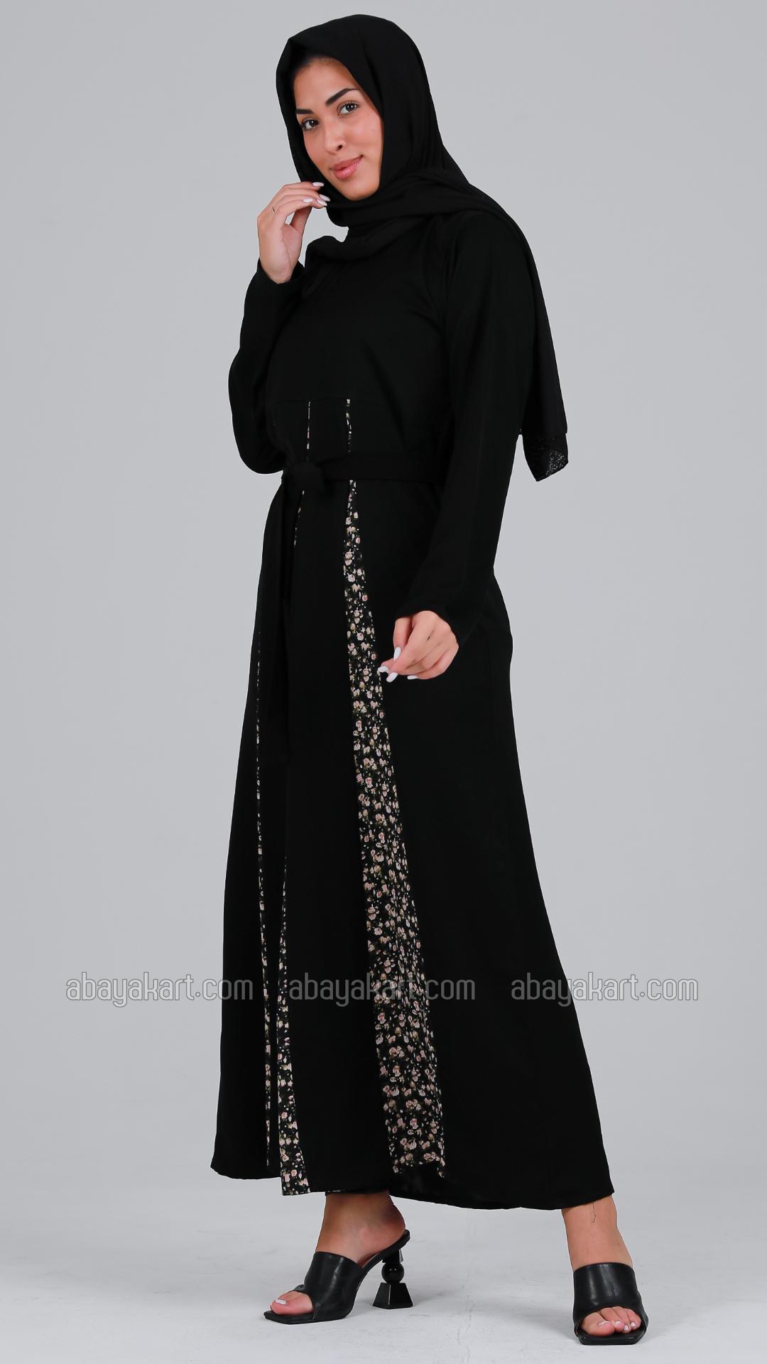 Wholesale Women Modest Dress With Belt In Black