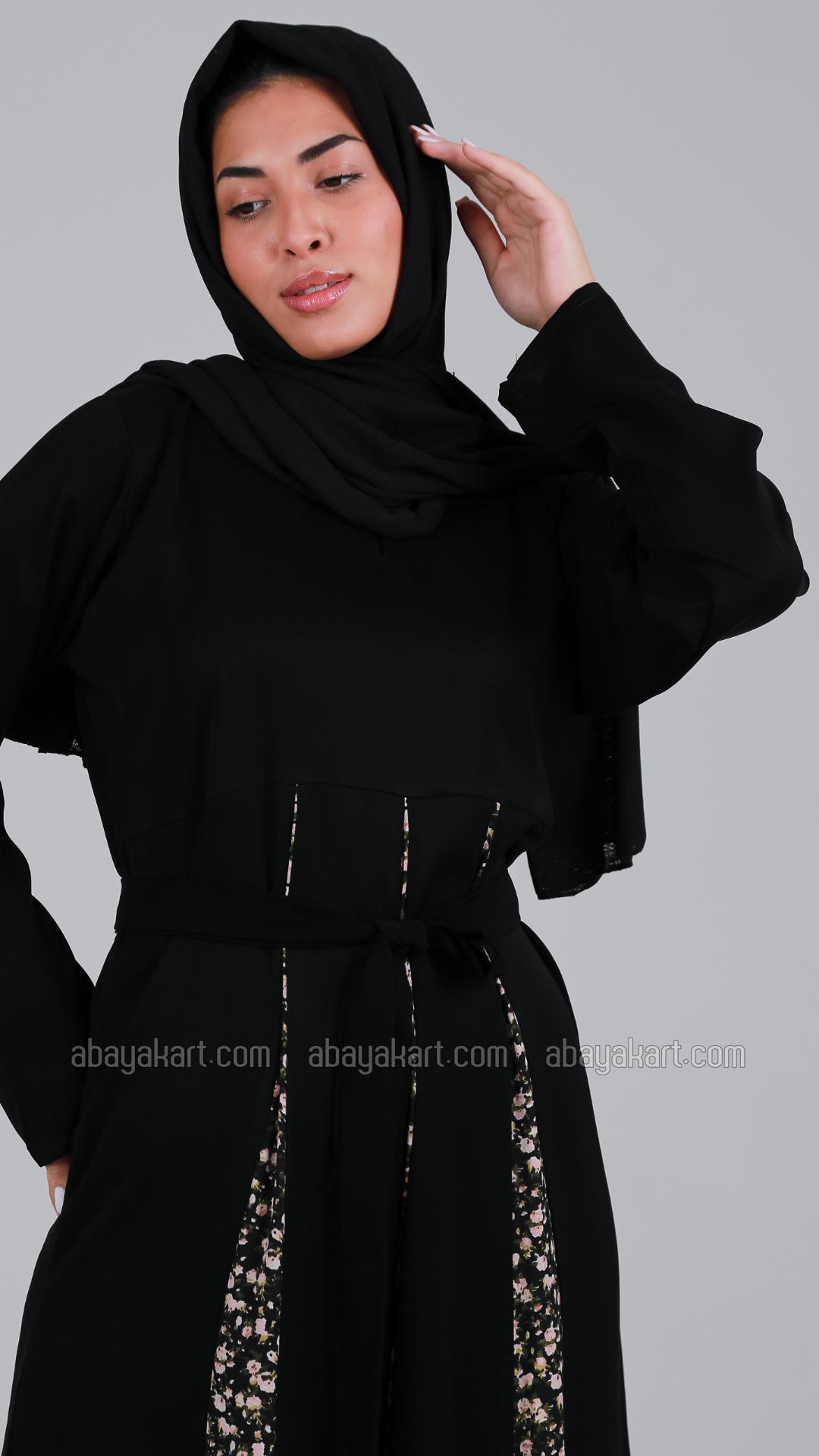 Wholesale Women Modest Dress With Belt In Black