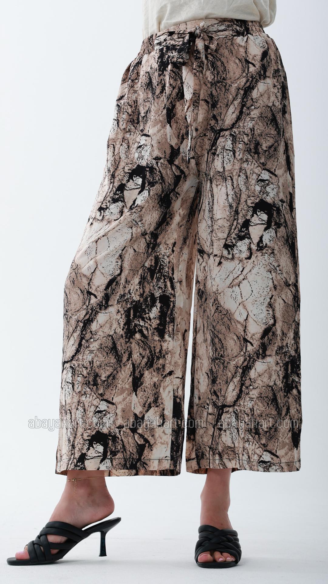 Wholesale Marble Print Palazzos In Brown