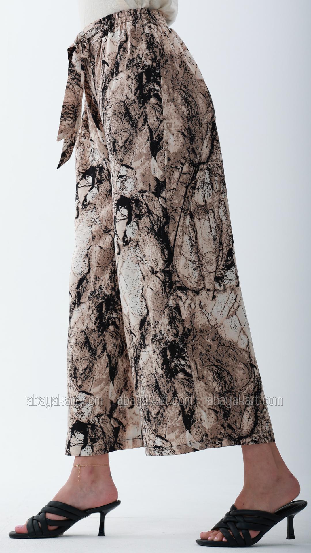 Wholesale Marble Print Palazzos In Brown