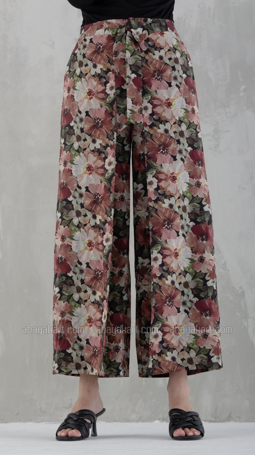 Wholesale Floral Printed Palazzos With Front Knot
