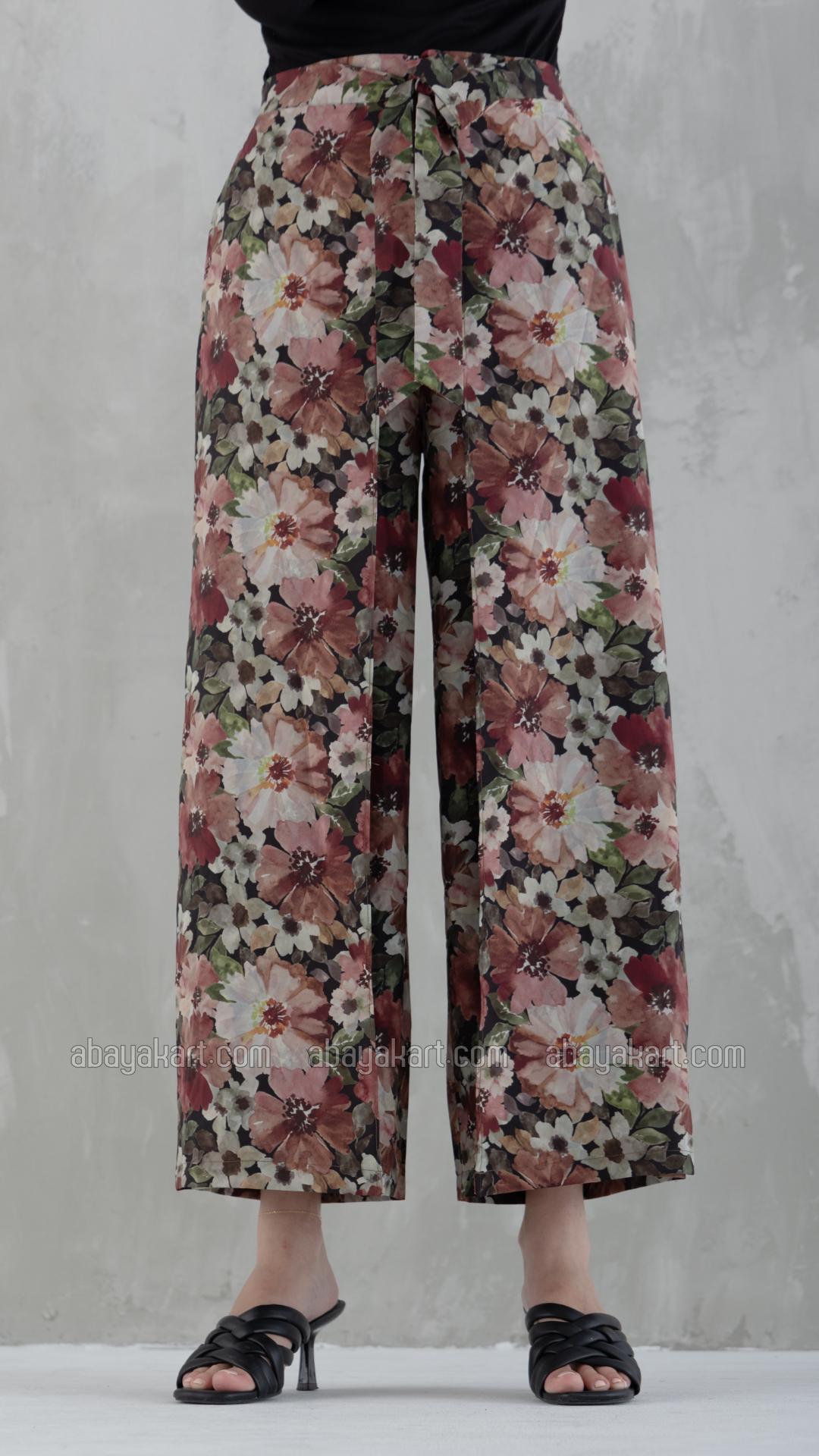 Wholesale Floral Printed Palazzos With Front Knot