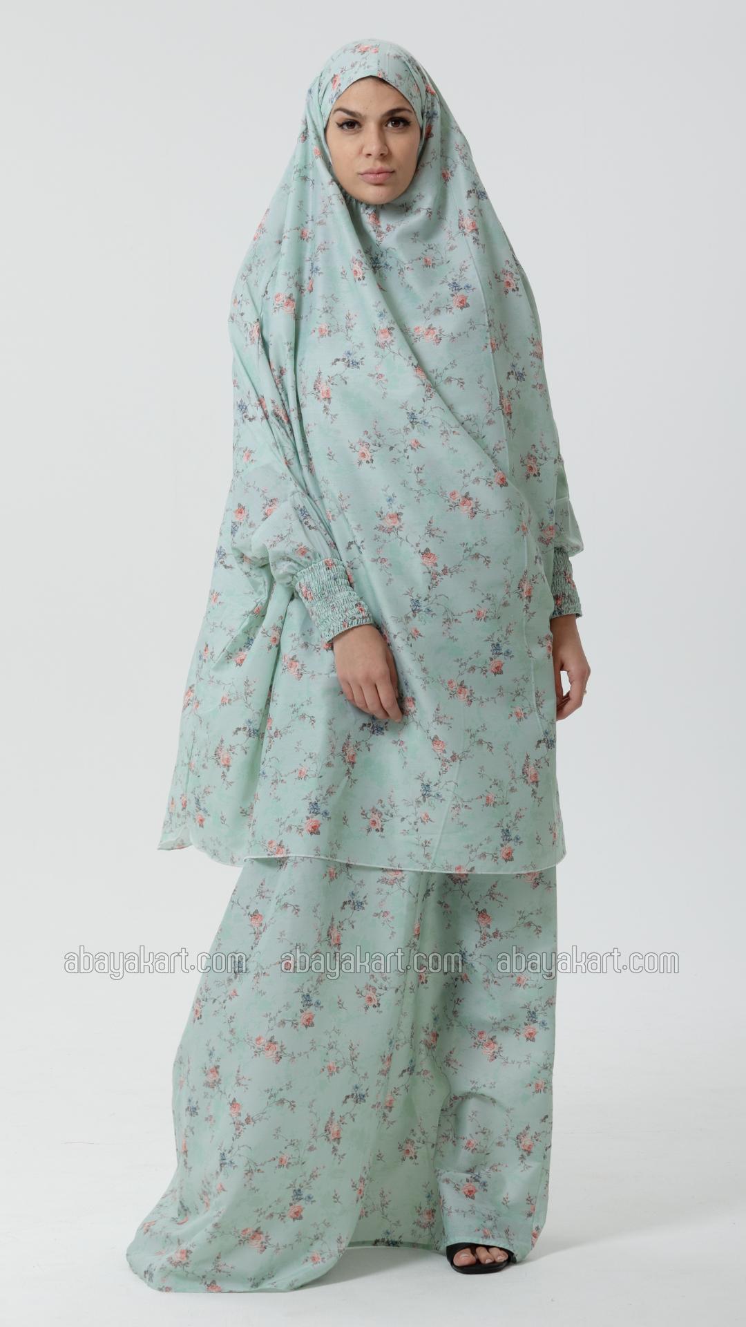 Wholesale Floral Print Jilbab With Inner Dress And Niqab