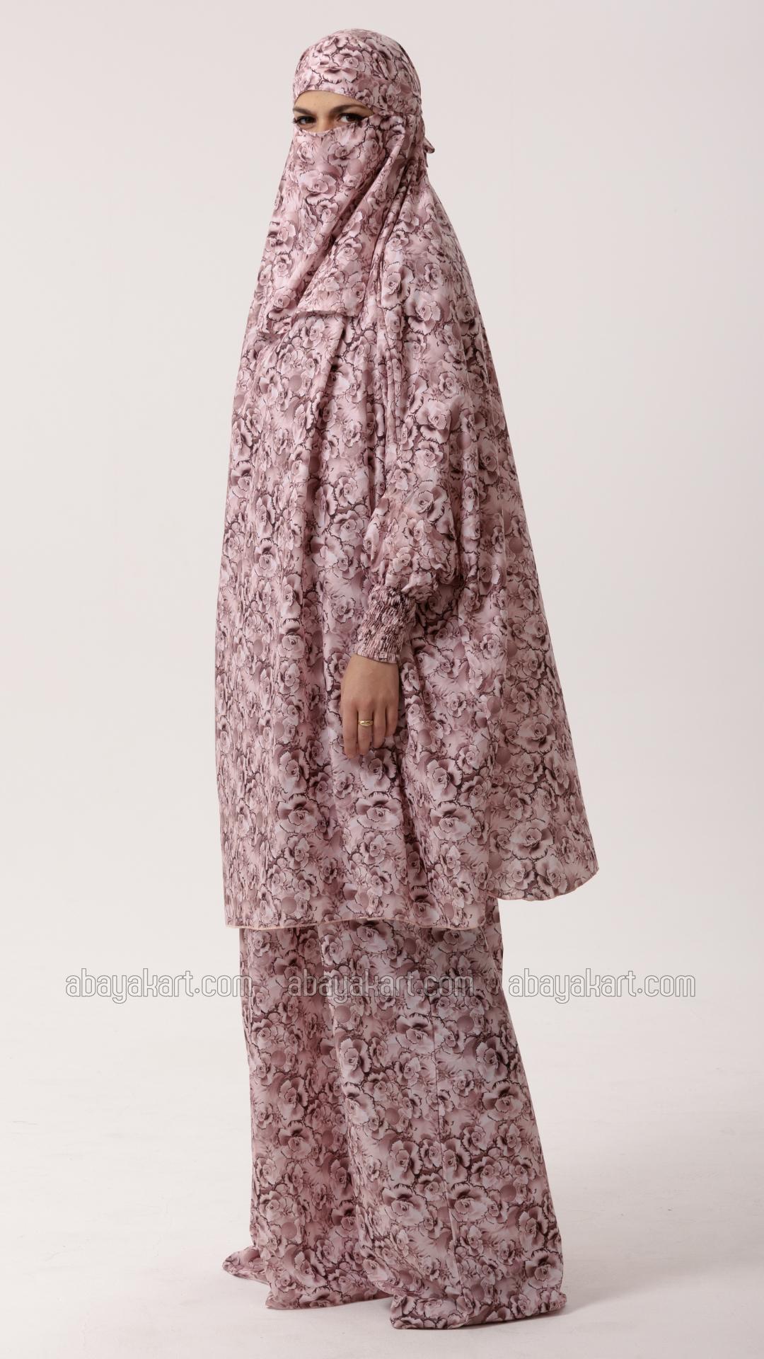 Wholesale Floral Print Jilbab With Inner Dress And Niqab
