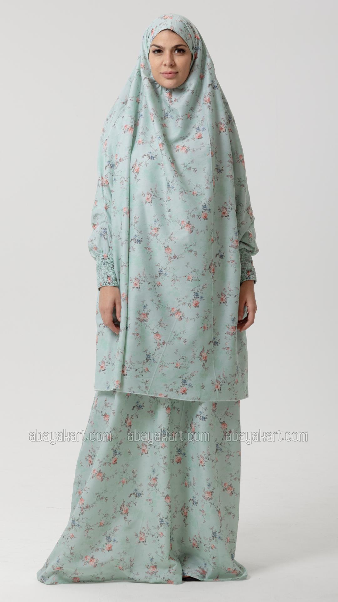 Wholesale Floral Print Jilbab With Inner Dress And Niqab