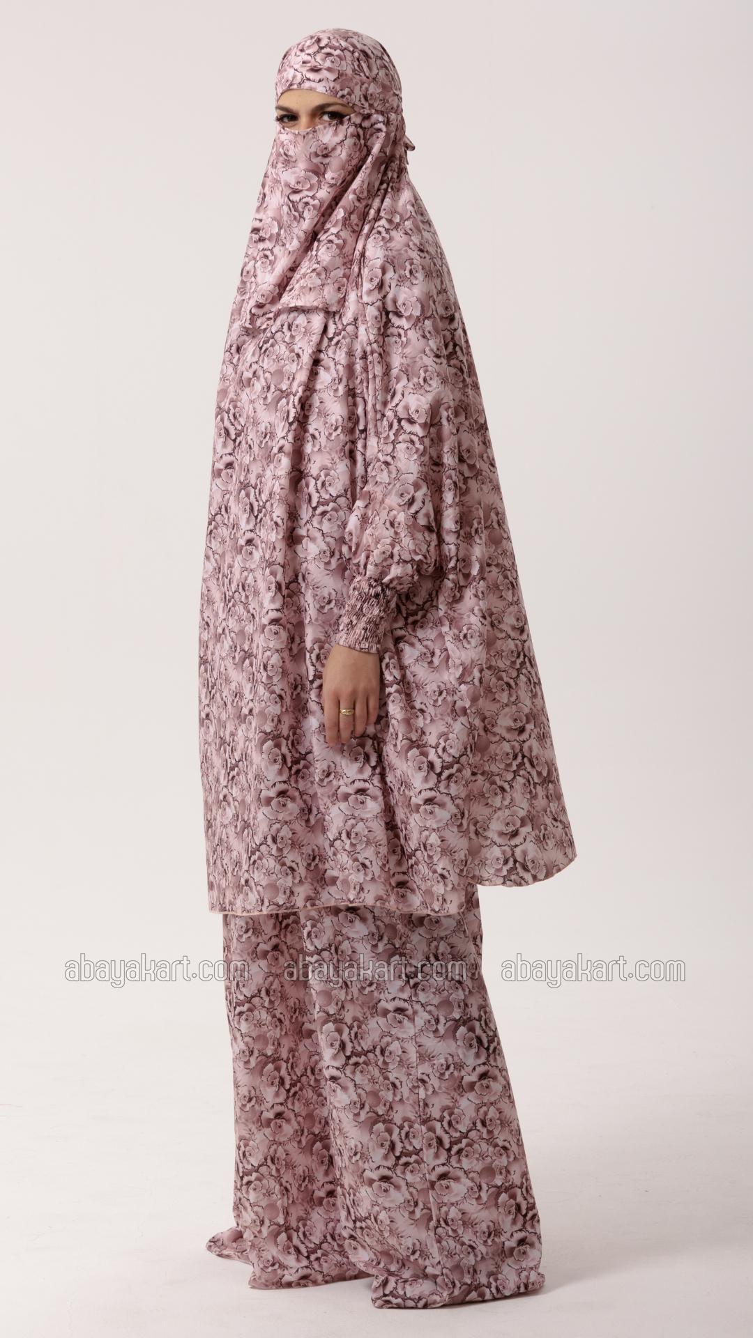 Wholesale Floral Print Jilbab With Inner Dress And Niqab