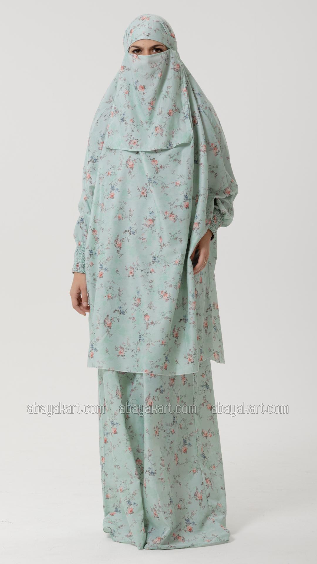 Wholesale Floral Print Jilbab With Inner Dress And Niqab