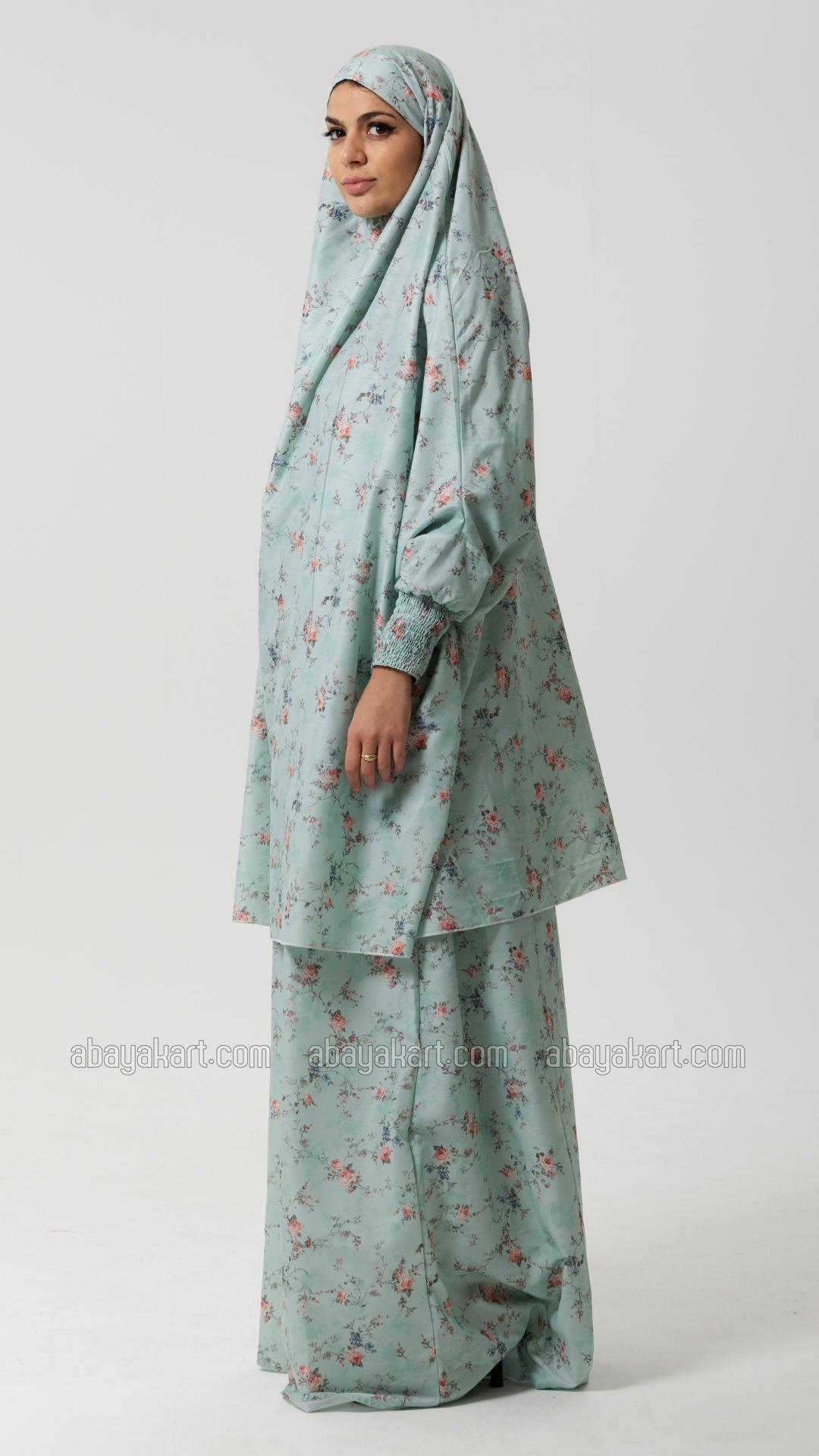 Wholesale Floral Print Jilbab With Inner Dress And Niqab
