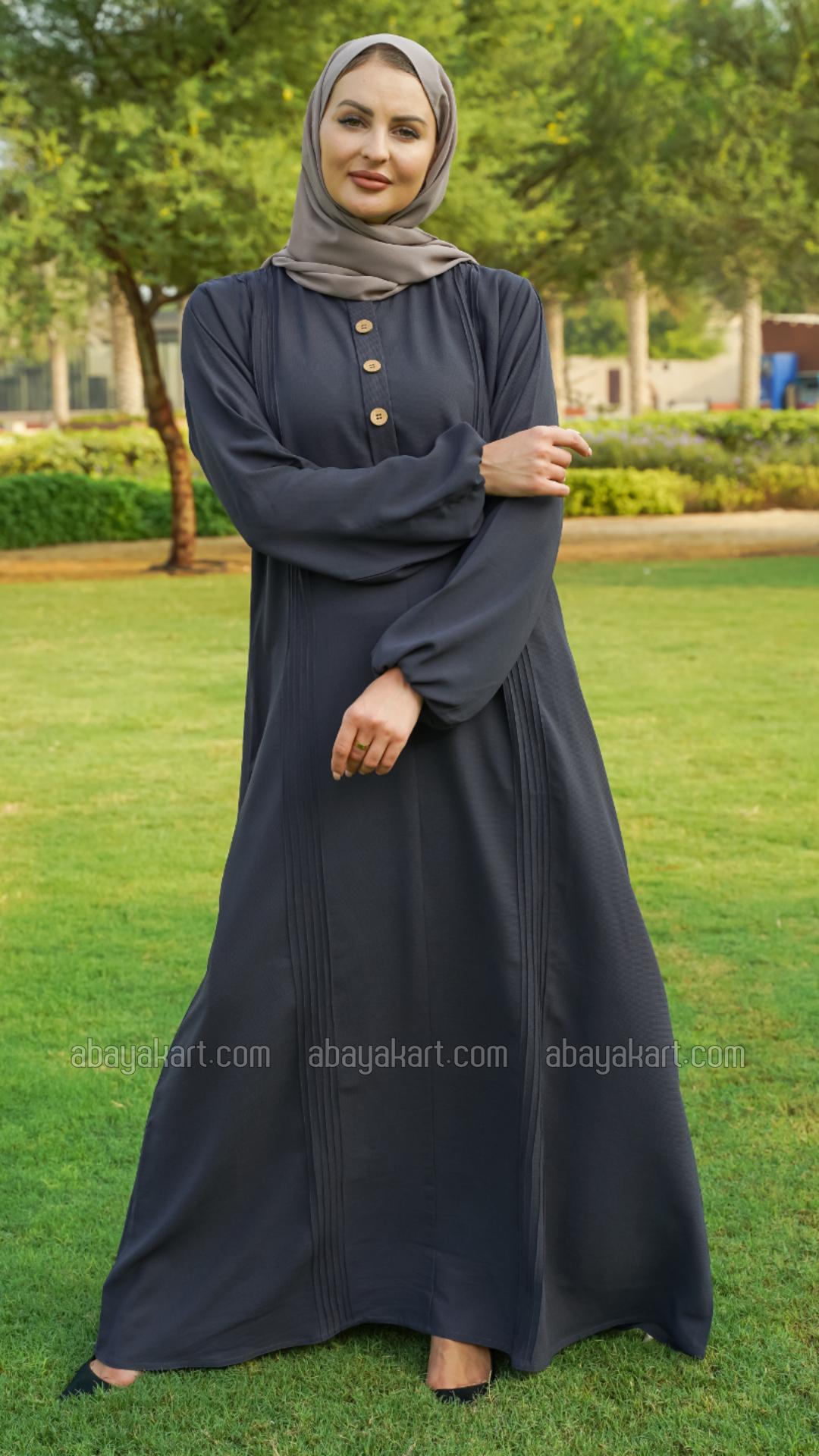 Wholesale Abaya With Show Button in Dark Grey
