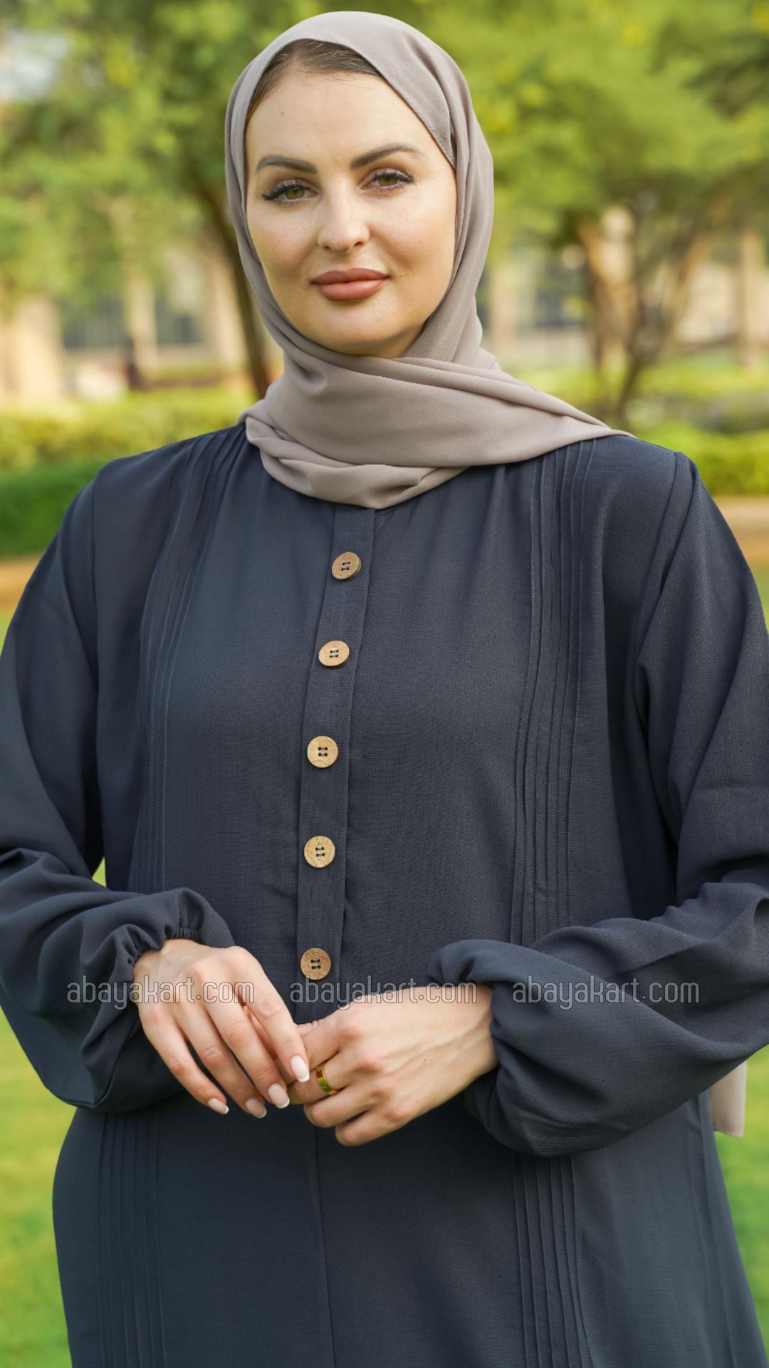 Wholesale Abaya With Show Button in Dark Grey