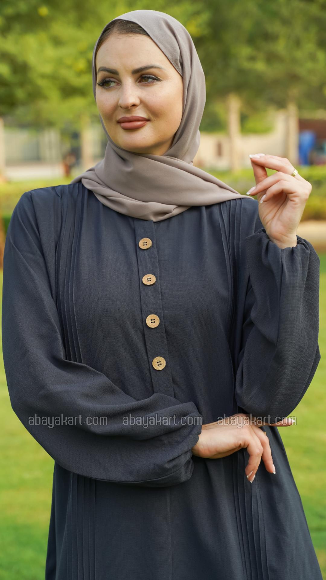 Wholesale Abaya With Show Button in Dark Grey