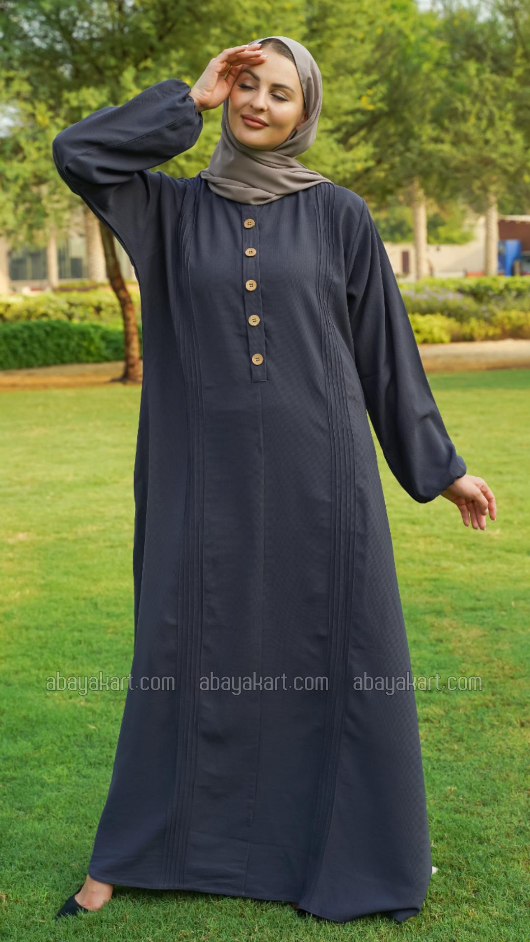 Wholesale Abaya With Show Button in Dark Grey