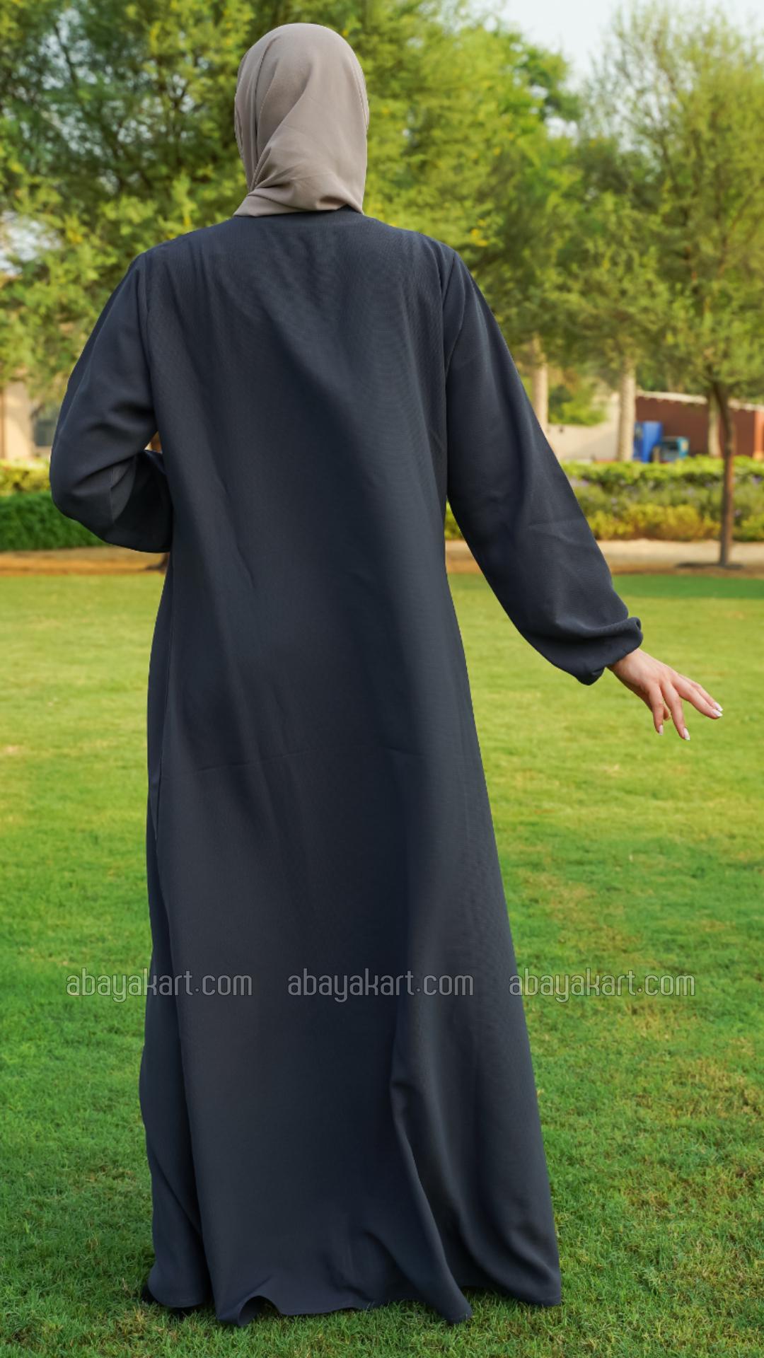 Wholesale Abaya With Show Button in Dark Grey