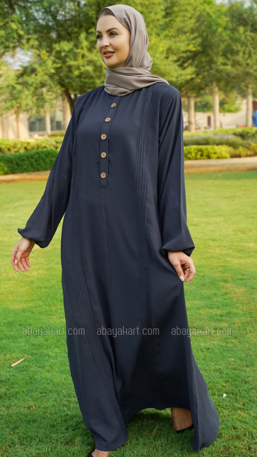 Wholesale Abaya With Show Button in Dark Grey