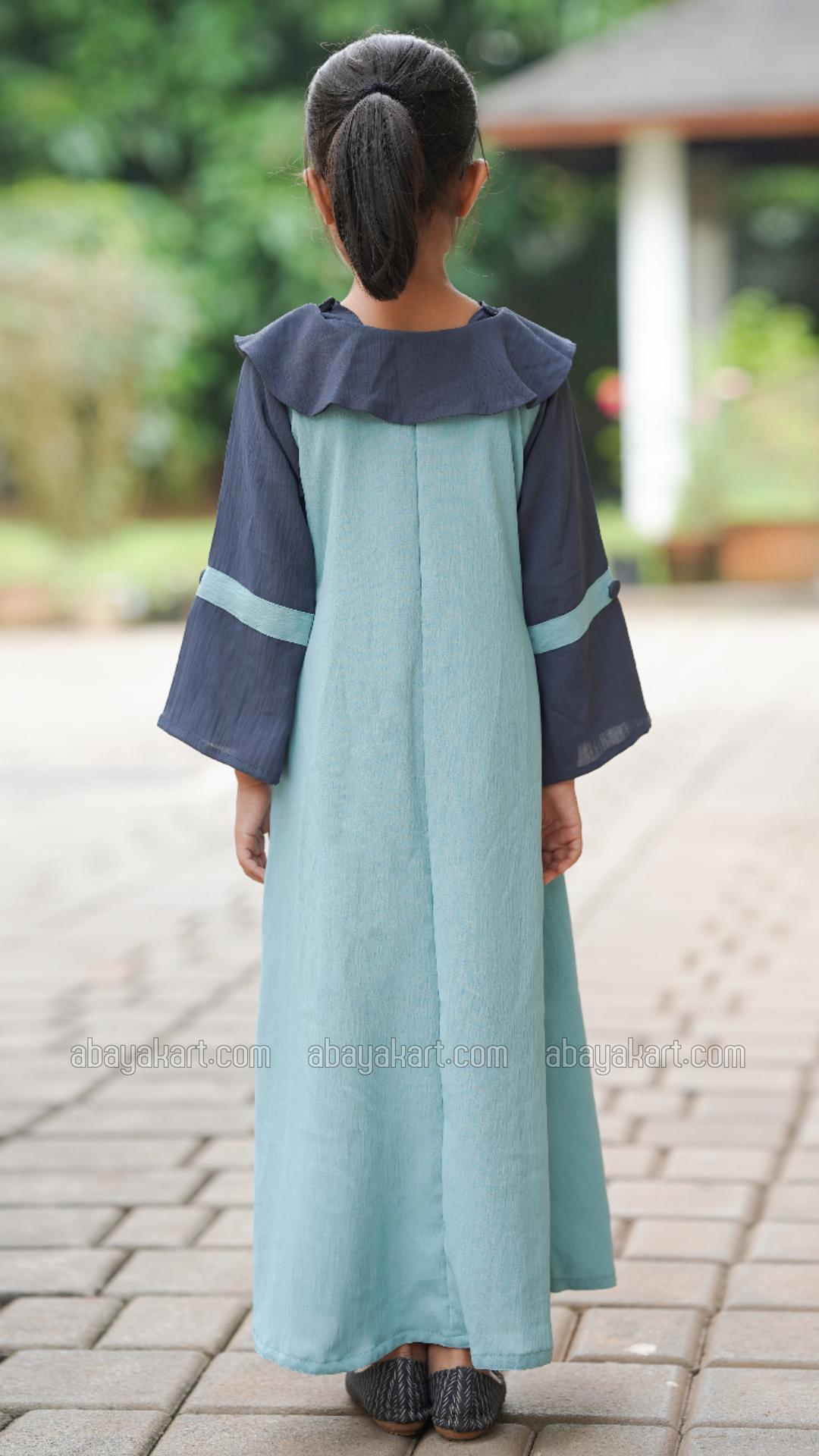 Wholesale CEY Kids Modest Dress with Show Buttons on the Front and Sleeves and an Attached Belt in 