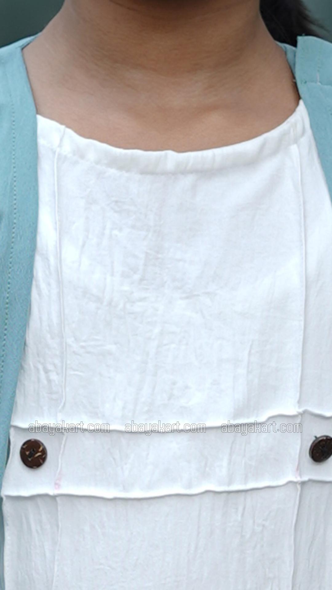 Wholesale CEY Kids Modest Dress with a Shrug and Show Buttons in Turquoise and OffWhite