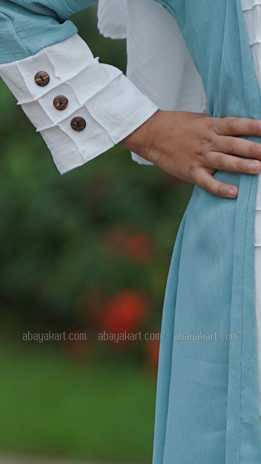 Wholesale CEY Kids Modest Dress with a Shrug and Show Buttons in Turquoise and OffWhite