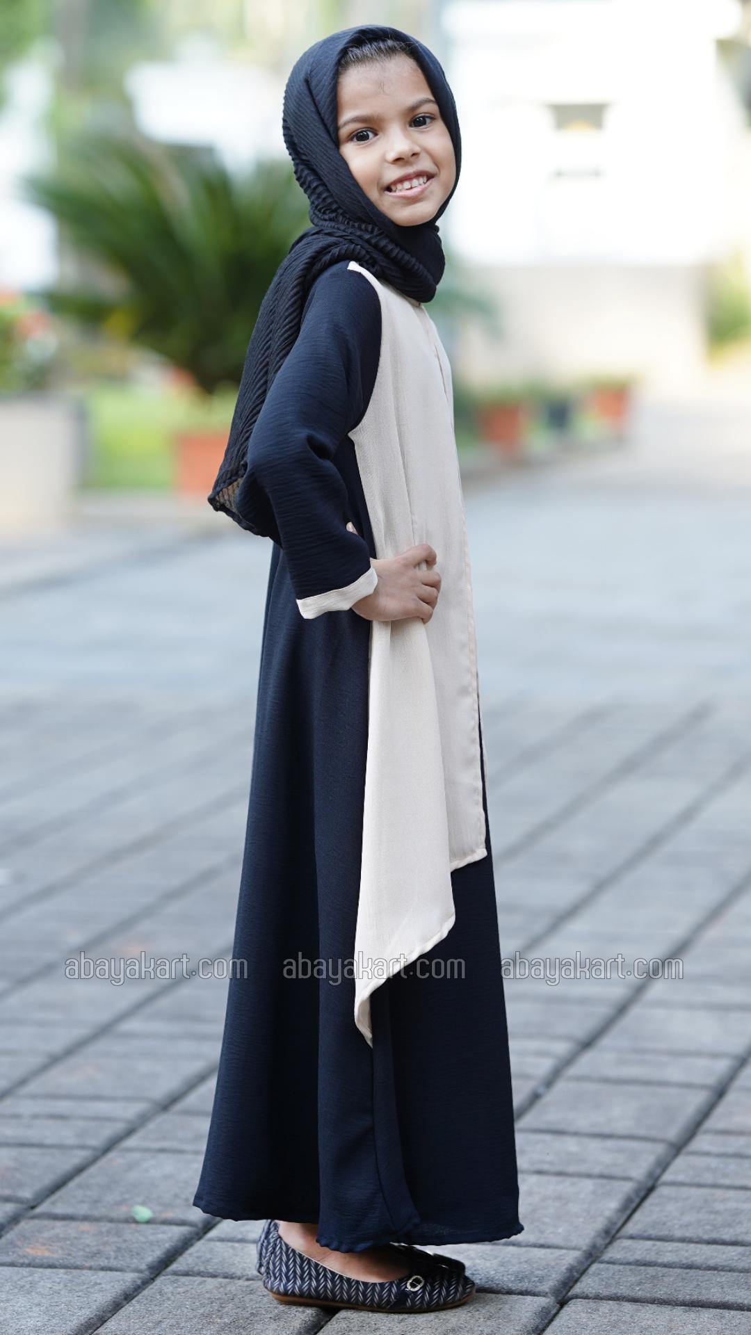 WholesaleKids Modest Dress with an Attached Shrug in Black and Cream