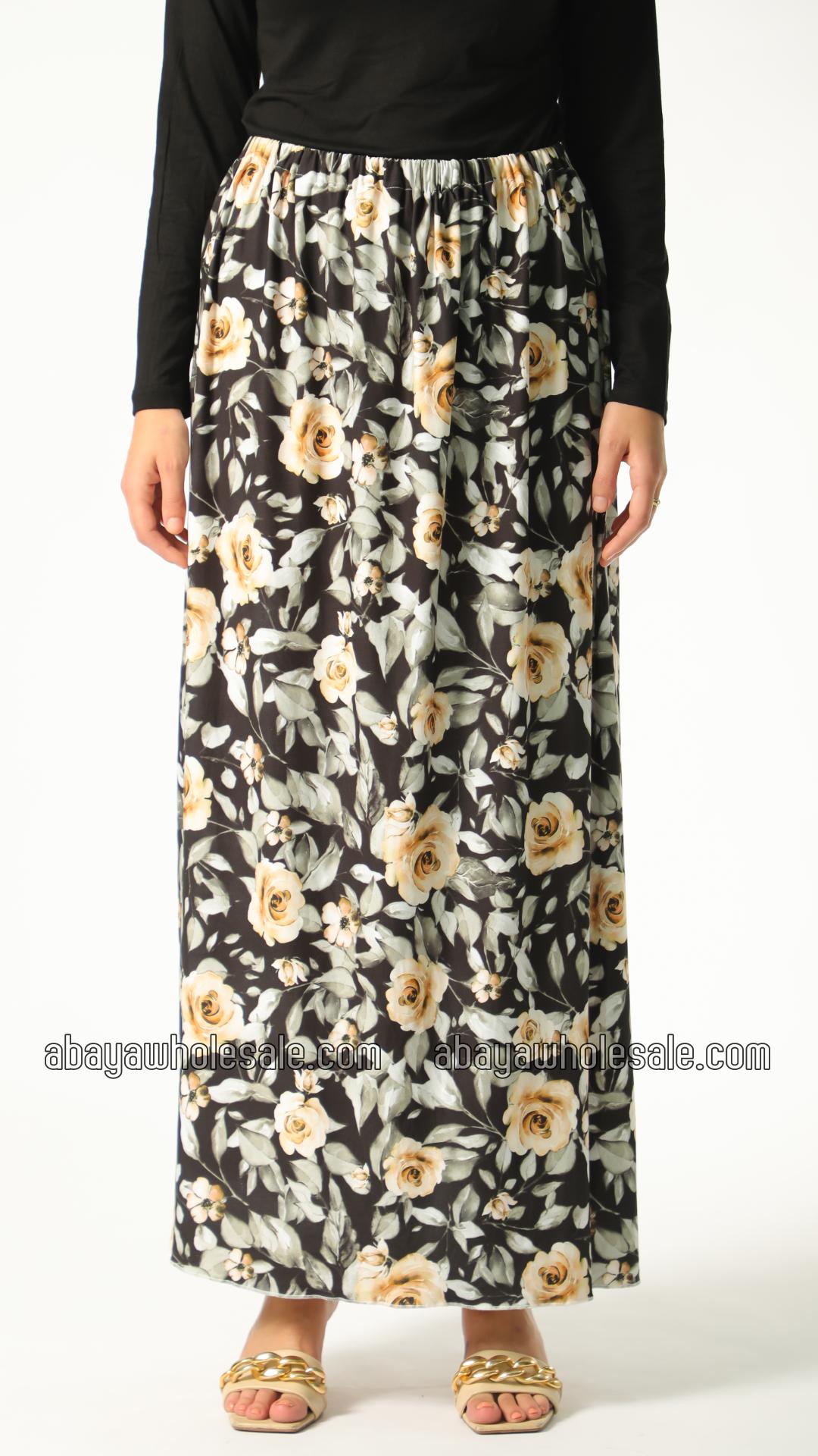 Wholesale Floral Printed Jilbab With Skirt And Attached Niqab