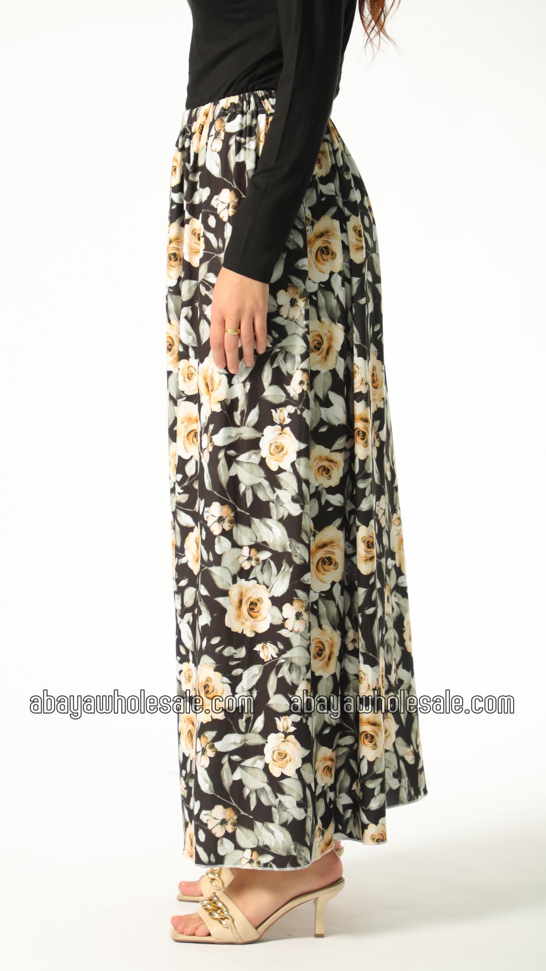 Wholesale Floral Printed Jilbab With Skirt And Attached Niqab