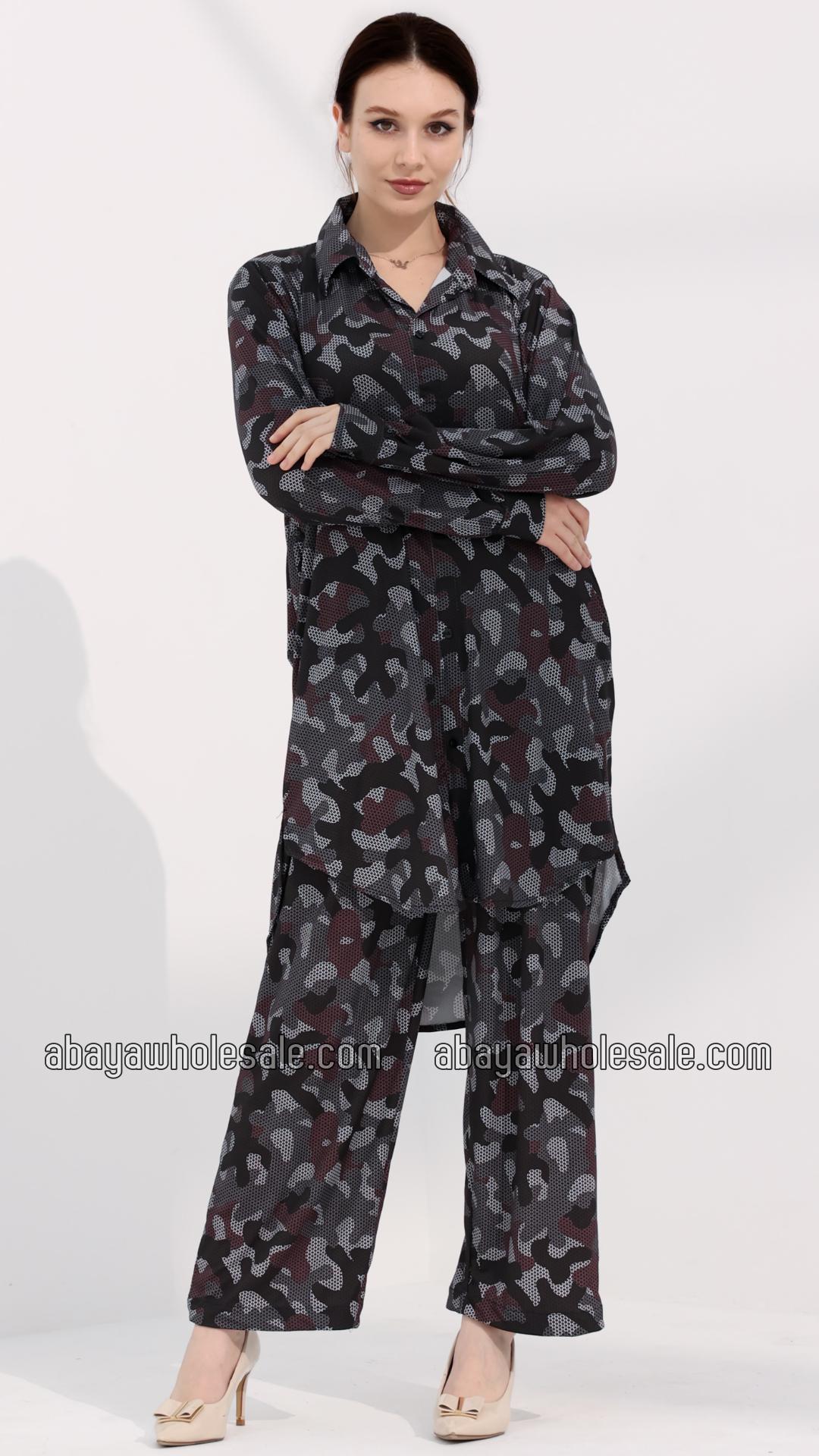 Wholesale Laiba Printed Coord Set In Black