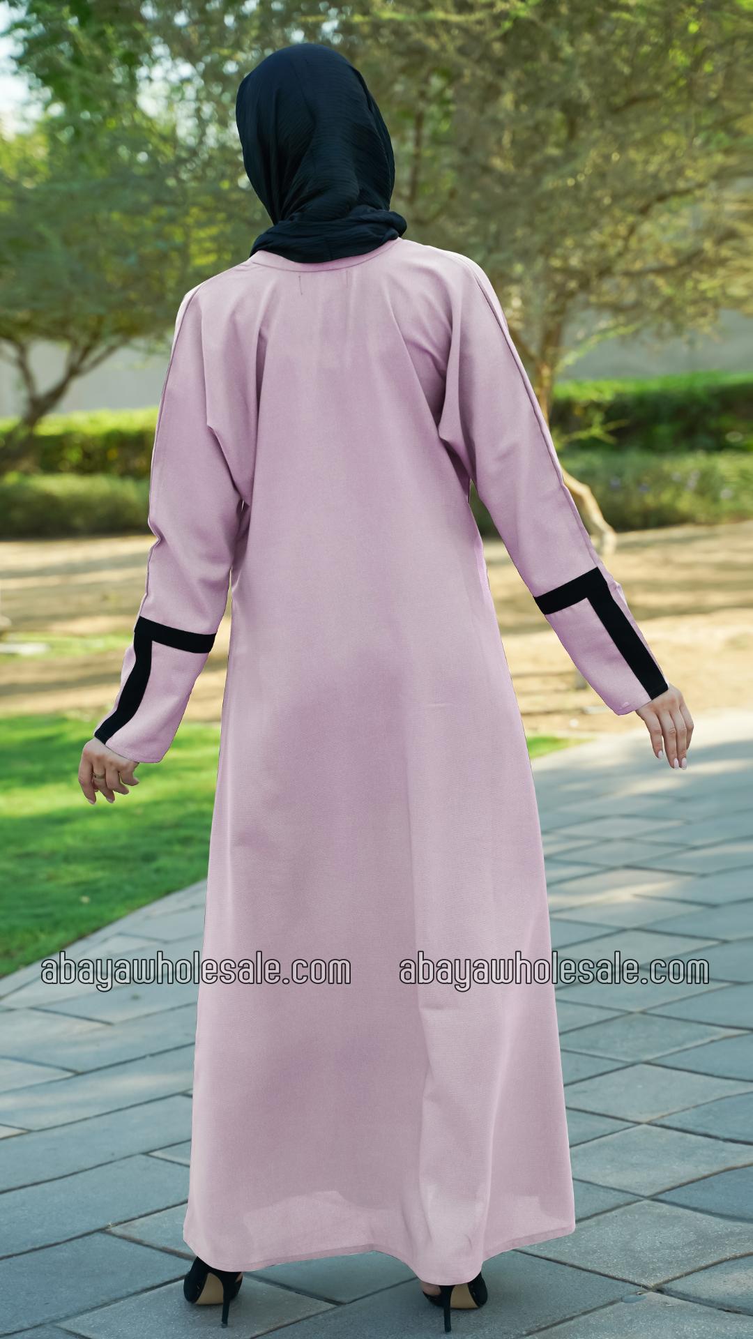 Wholesale CEY Simple Front Open Abaya with Two Side Pockets at the Front and Show Buttons in Blush P