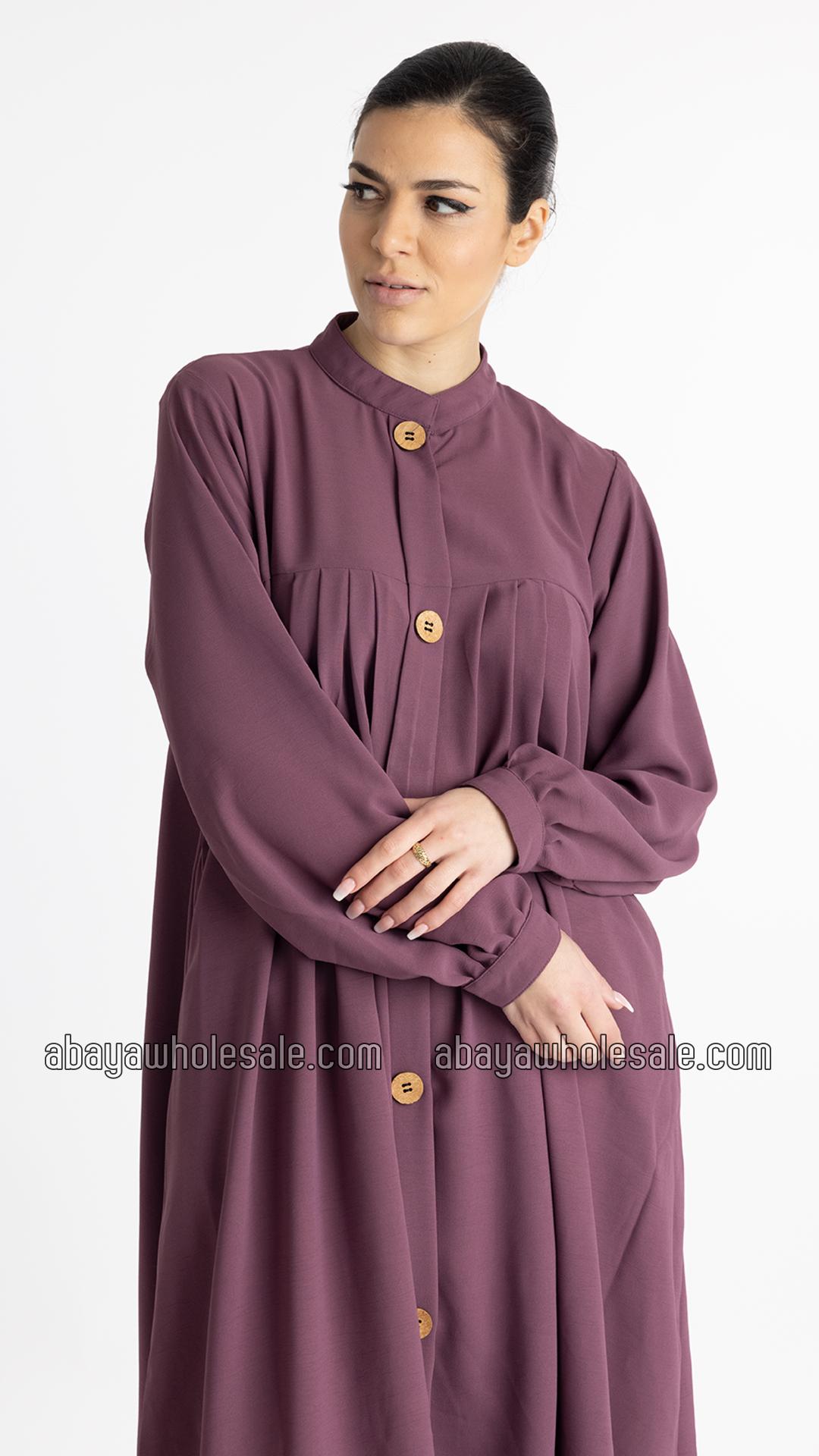 Wholesale Modest Two Piece Tunic Abaya In Dull Magenta  Blush Pink