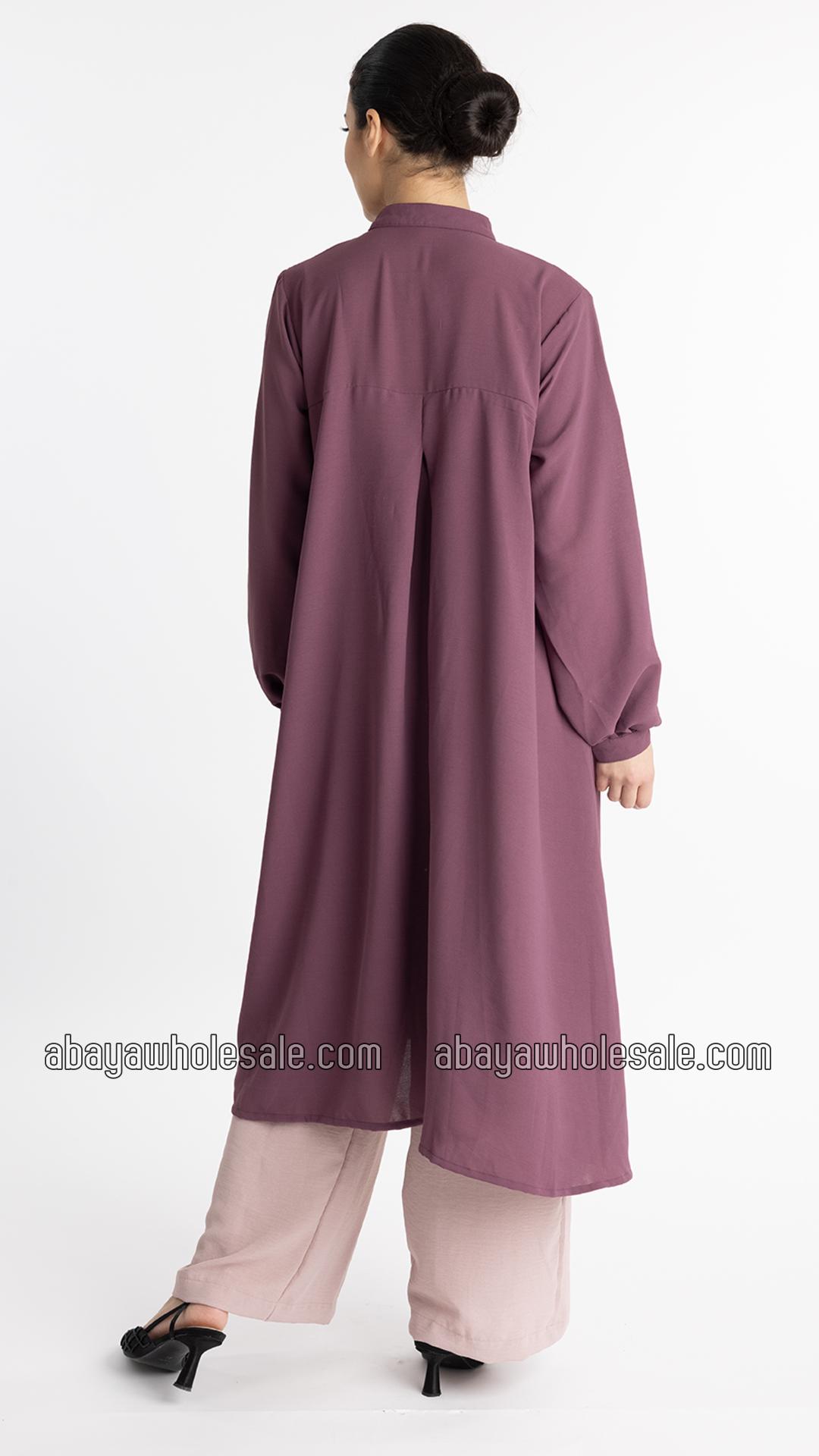 Wholesale Modest Two Piece Tunic Abaya In Dull Magenta  Blush Pink