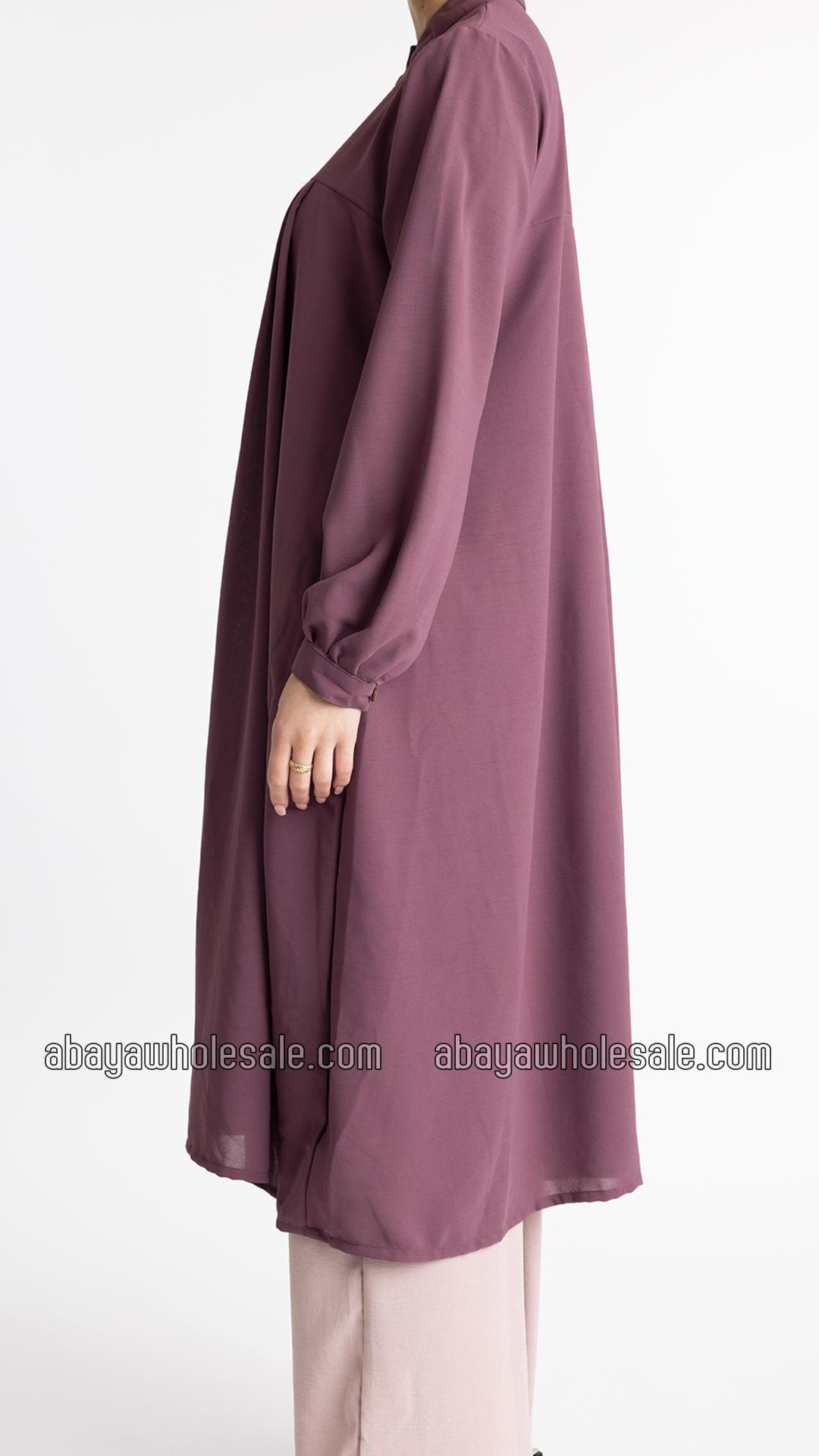 Wholesale Modest Two Piece Tunic Abaya In Dull Magenta  Blush Pink