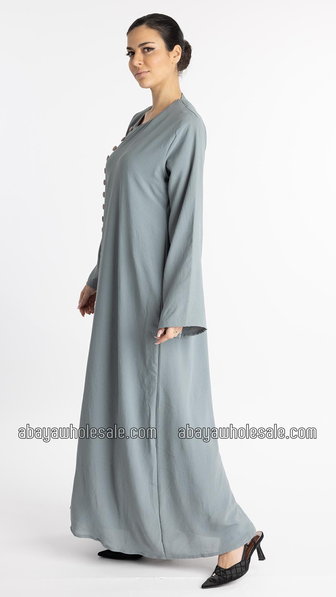 Wholesale Stunning Abaya With Show Buttons In Chrome Grey And Blush Pink